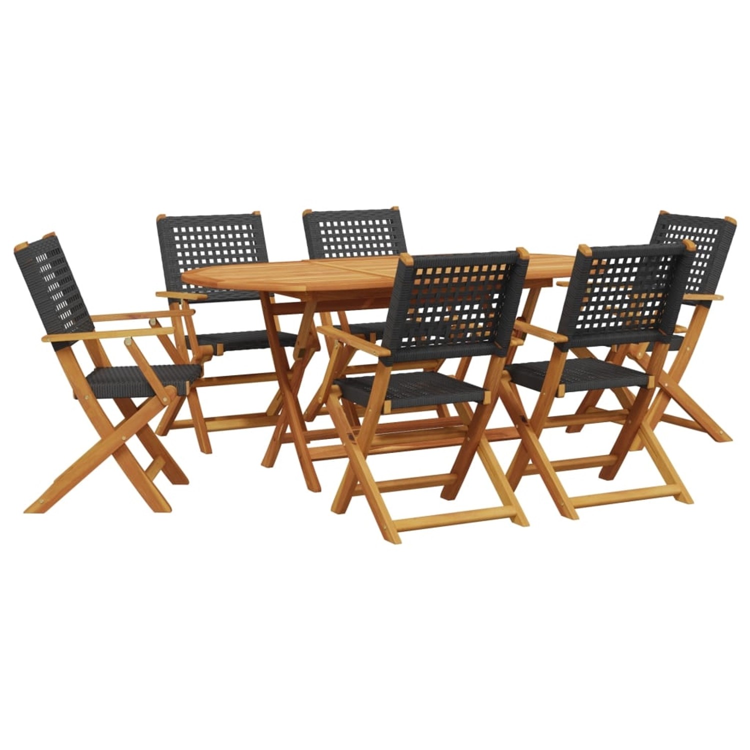 vidaXL 7-tlg Garten-Essgruppe Poly Rattan und Massivholz Schwarz Modell 3 vidaXL 7-tlg Garten-Essgruppe Poly Rattan und Massivholz Schwarz Modell 3 von VIDAXL