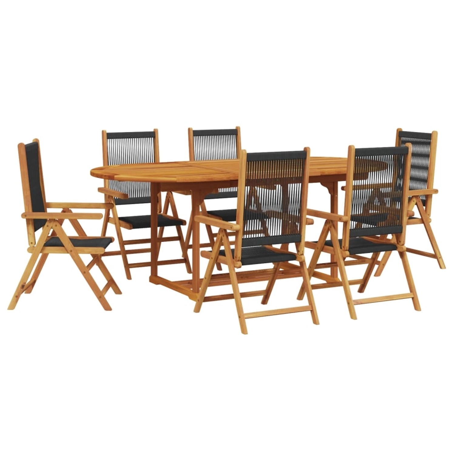 vidaXL 7-tlg Garten-Essgruppe Polypropylen und Massivholz Schwarz Modell 2 vidaXL 7-tlg Garten-Essgruppe Polypropylen und Massivholz Schwarz Modell 2 von VIDAXL