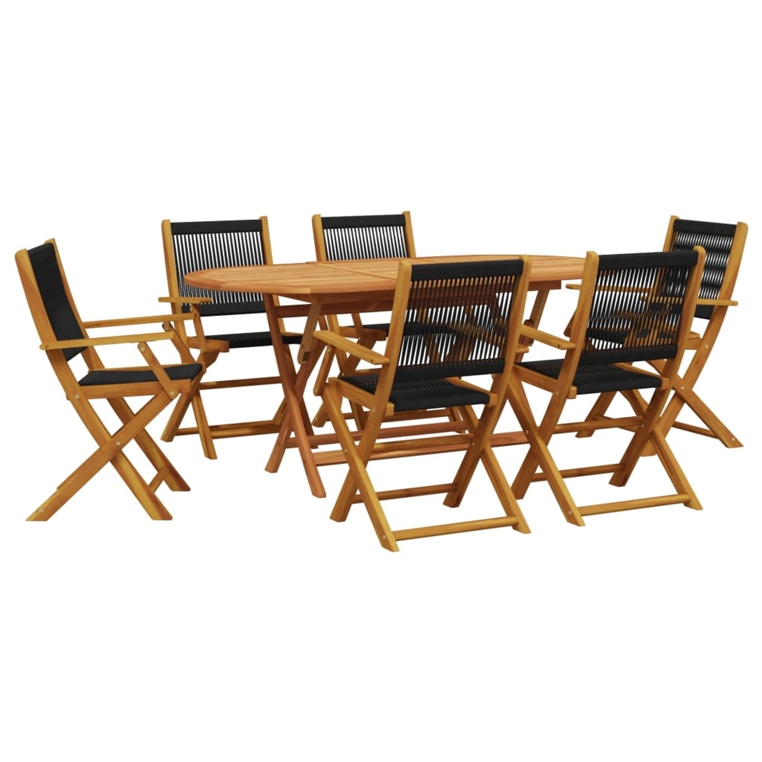 vidaXL 7-tlg Garten-Essgruppe Polypropylen und Massivholz Schwarz Modell 3 vidaXL 7-tlg Garten-Essgruppe Polypropylen und Massivholz Schwarz Modell 3 von VIDAXL