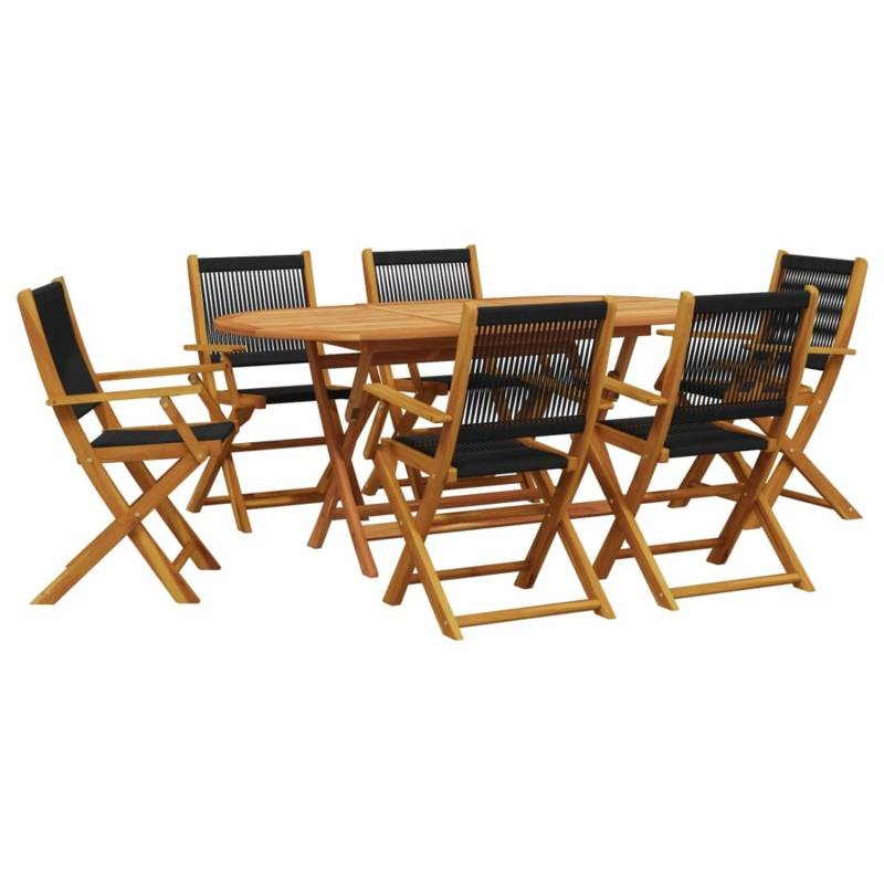 vidaXL 7-tlg Garten-Essgruppe Polypropylen und Massivholz Schwarz Modell 3 von VIDAXL