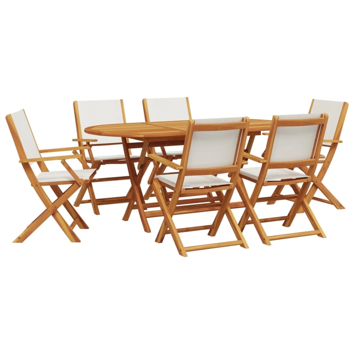 vidaXL 7-tlg Garten-Essgruppe Stoff und Massivholz CremeWeiß Modell 3 von VIDAXL