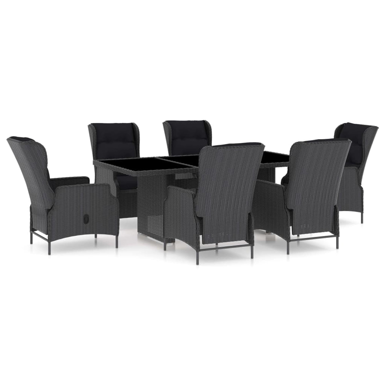 vidaXL 7-tlg Garten-Essgruppe mit Auflagen Poly Rattan Dunkelgrau Modell 1 vidaXL 7-tlg Garten-Essgruppe mit Auflagen Poly Rattan Dunkelgrau Modell 1 von VIDAXL