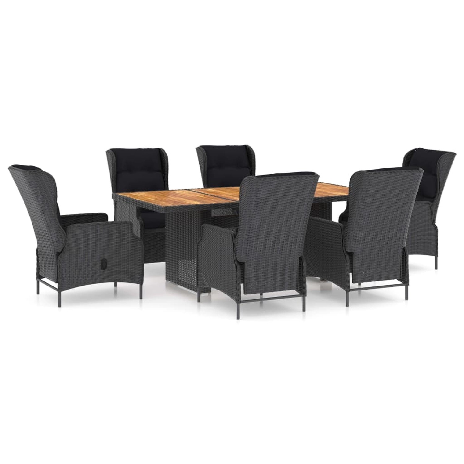 vidaXL 7-tlg Garten-Essgruppe mit Auflagen Poly Rattan Dunkelgrau Modell 2 vidaXL 7-tlg Garten-Essgruppe mit Auflagen Poly Rattan Dunkelgrau Modell 2 von VIDAXL