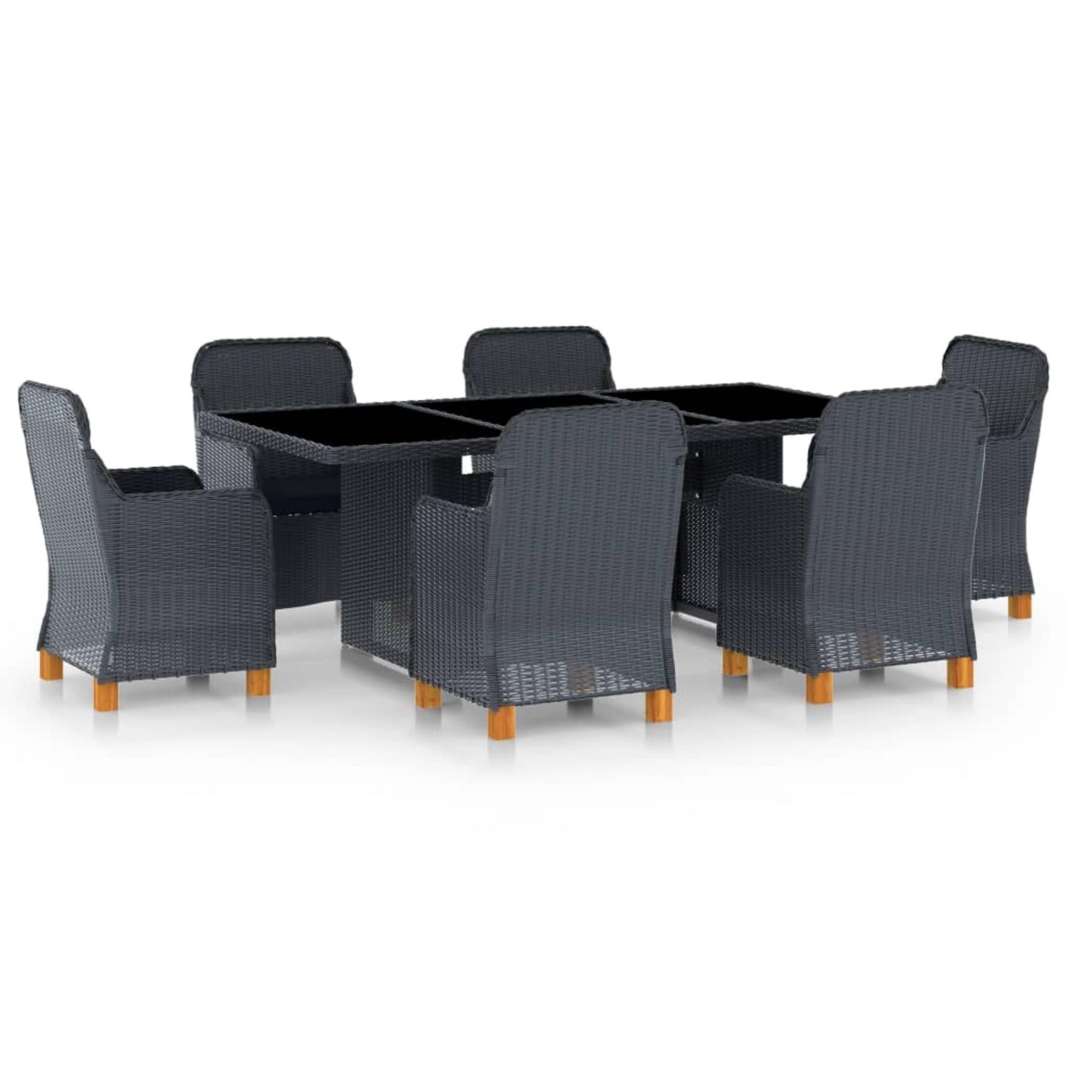 vidaXL 7-tlg Garten-Essgruppe mit Auflagen Poly Rattan Dunkelgrau Modell 3 vidaXL 7-tlg Garten-Essgruppe mit Auflagen Poly Rattan Dunkelgrau Modell 3 von VIDAXL