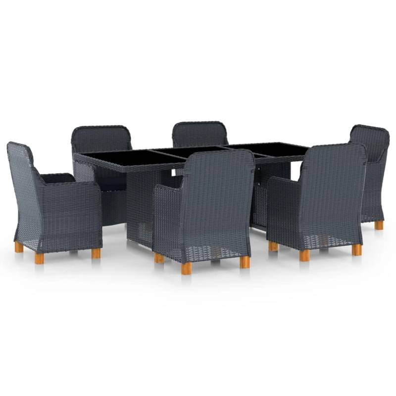 vidaXL 7-tlg Garten-Essgruppe mit Auflagen Poly Rattan Dunkelgrau Modell 3 von VIDAXL