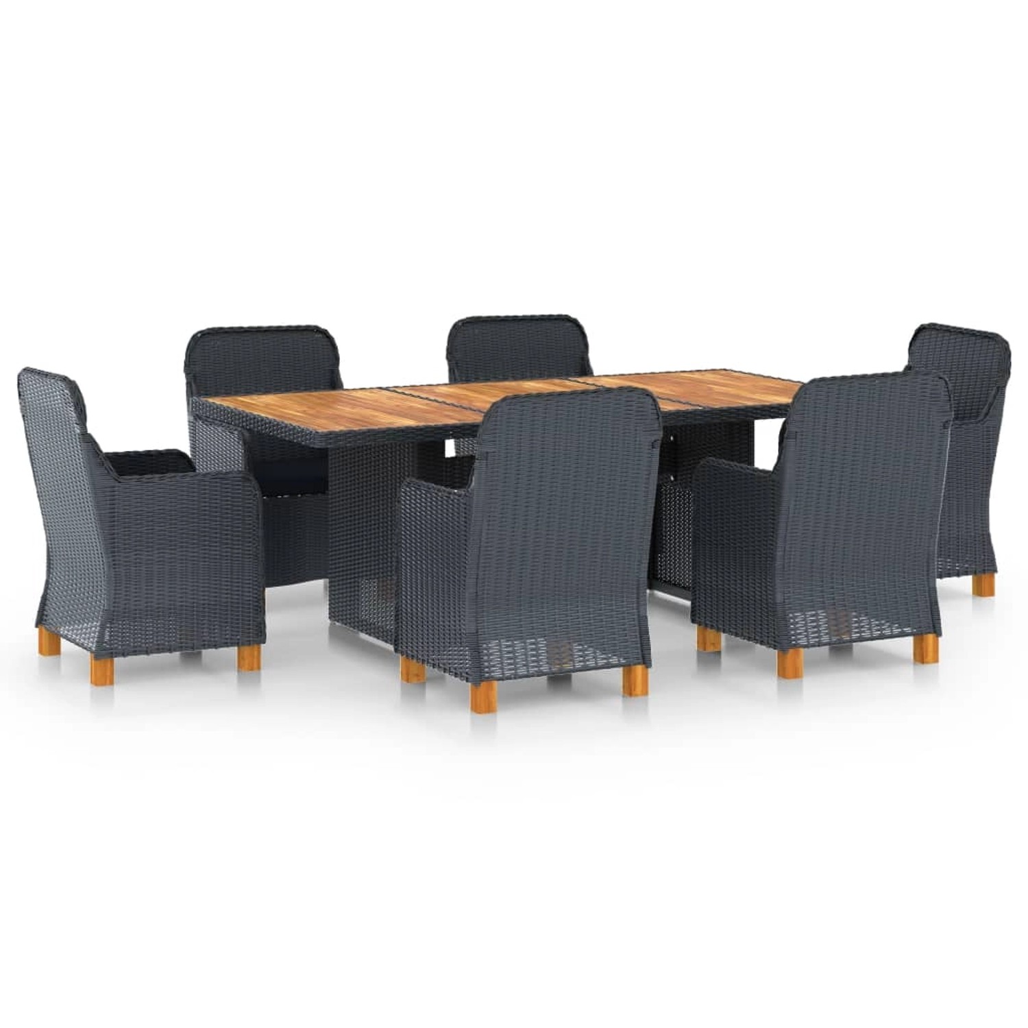 vidaXL 7-tlg Garten-Essgruppe mit Auflagen Poly Rattan Dunkelgrau Modell 4 vidaXL 7-tlg Garten-Essgruppe mit Auflagen Poly Rattan Dunkelgrau Modell 4 von VIDAXL