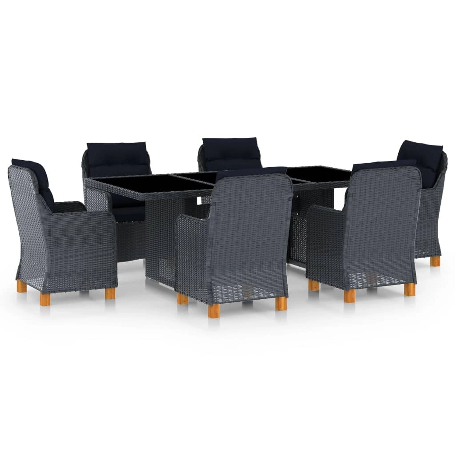 vidaXL 7-tlg Garten-Essgruppe mit Auflagen Poly Rattan Dunkelgrau Modell 5 vidaXL 7-tlg Garten-Essgruppe mit Auflagen Poly Rattan Dunkelgrau Modell 5 von VIDAXL