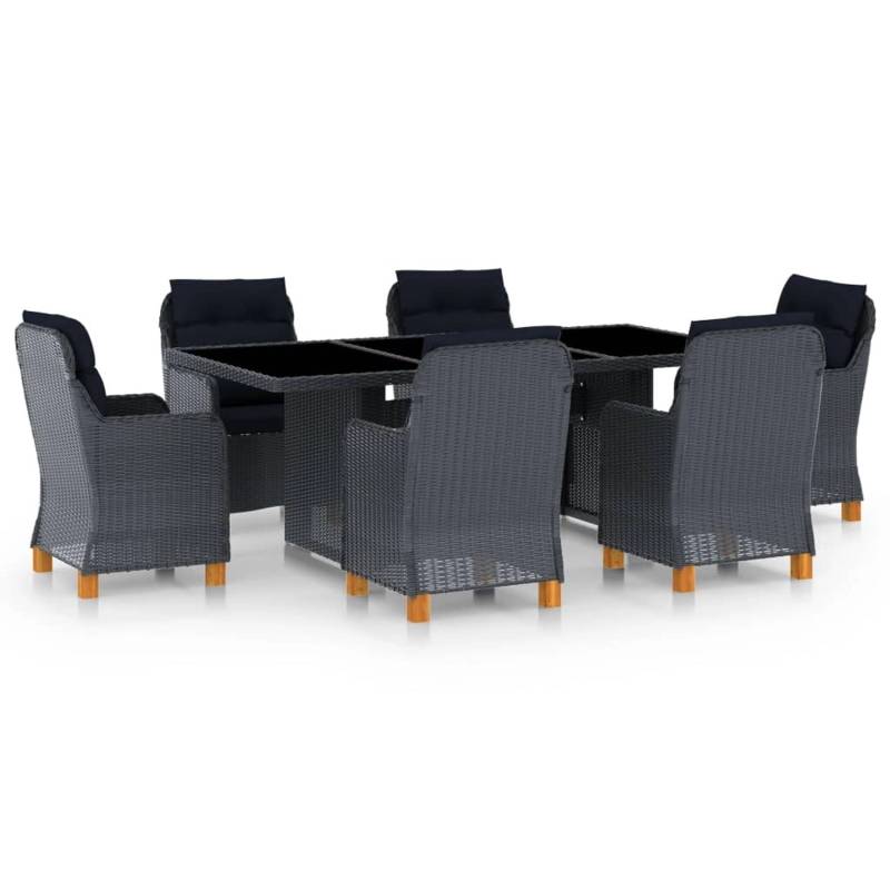 vidaXL 7-tlg Garten-Essgruppe mit Auflagen Poly Rattan Dunkelgrau Modell 5 von VIDAXL