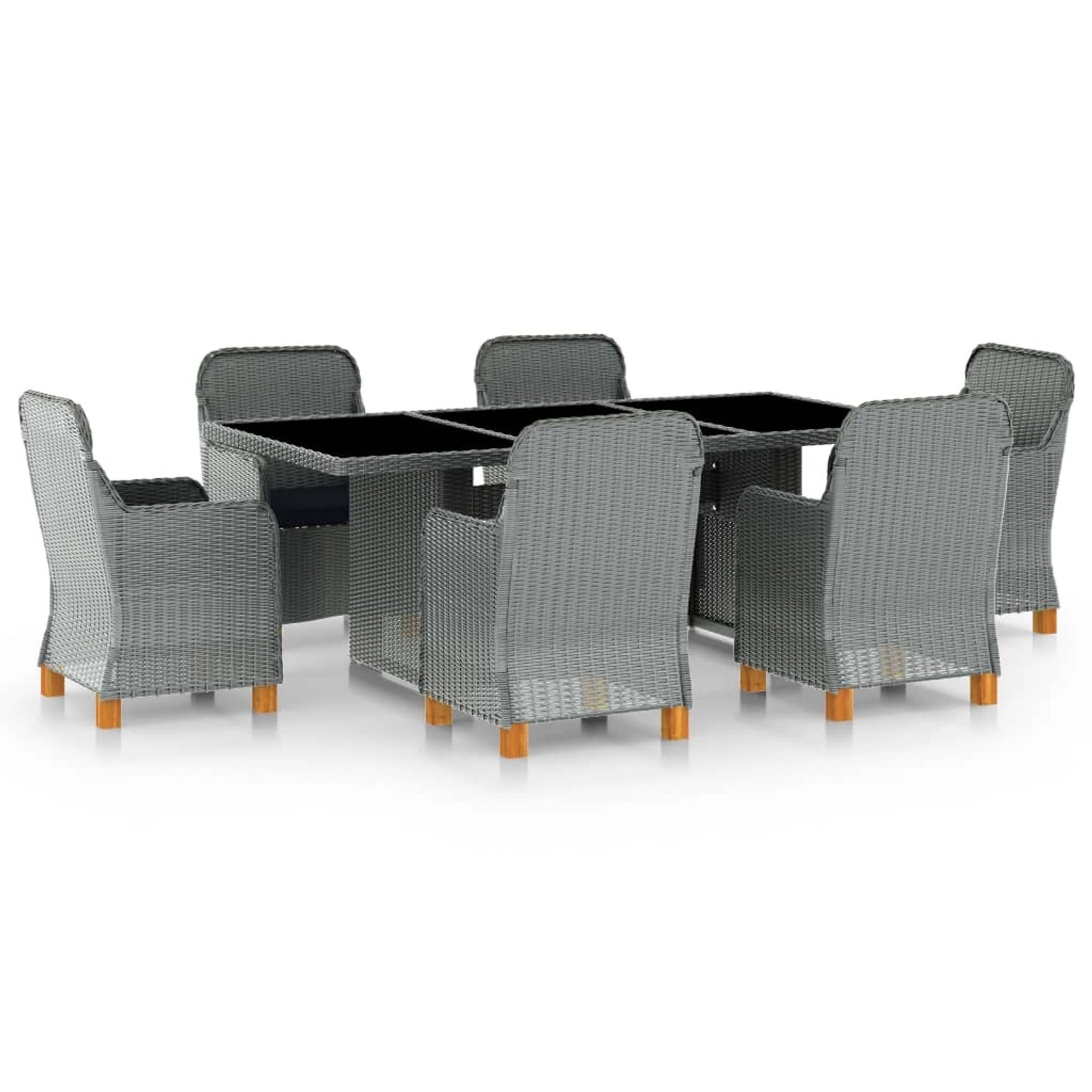 vidaXL 7-tlg Garten-Essgruppe mit Auflagen Poly Rattan Hellgrau Modell 3 vidaXL 7-tlg Garten-Essgruppe mit Auflagen Poly Rattan Hellgrau Modell 3 von VIDAXL