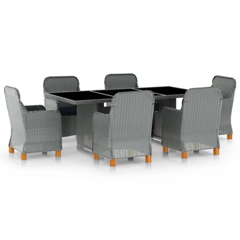 vidaXL 7-tlg Garten-Essgruppe mit Auflagen Poly Rattan Hellgrau Modell 3 von VIDAXL