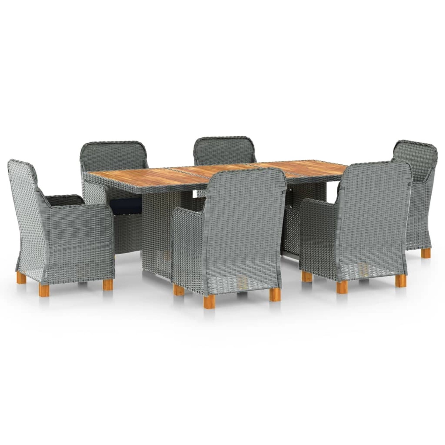 vidaXL 7-tlg Garten-Essgruppe mit Auflagen Poly Rattan Hellgrau Modell 4 vidaXL 7-tlg Garten-Essgruppe mit Auflagen Poly Rattan Hellgrau Modell 4 von VIDAXL