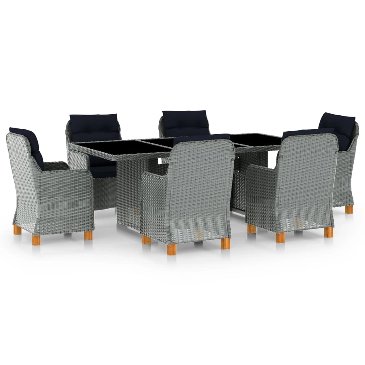 vidaXL 7-tlg Garten-Essgruppe mit Auflagen Poly Rattan Hellgrau Modell 5 vidaXL 7-tlg Garten-Essgruppe mit Auflagen Poly Rattan Hellgrau Modell 5 von VIDAXL