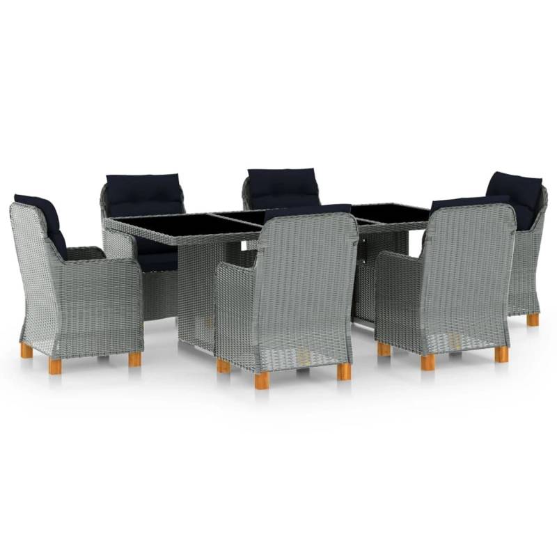 vidaXL 7-tlg Garten-Essgruppe mit Auflagen Poly Rattan Hellgrau Modell 5 von VIDAXL