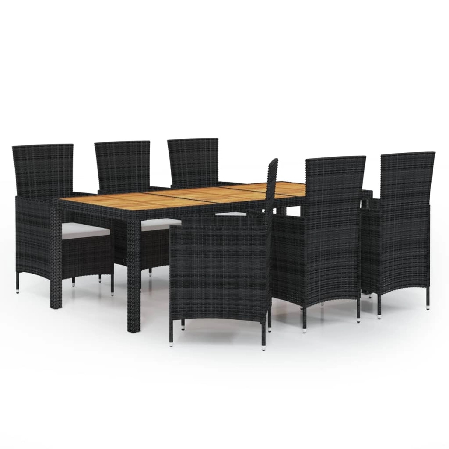 vidaXL 7-tlg Garten-Essgruppe mit Auflagen Poly Rattan Schwarz Modell 12 vidaXL 7-tlg Garten-Essgruppe mit Auflagen Poly Rattan Schwarz Modell 12 von VIDAXL