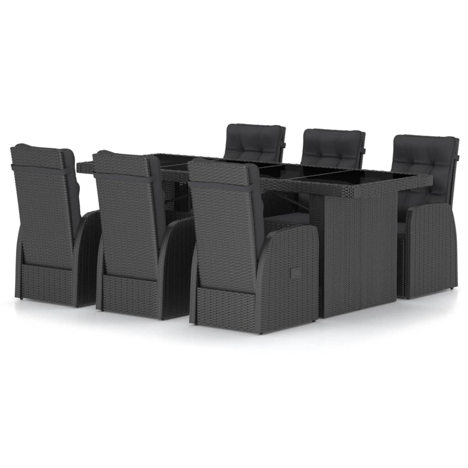 vidaXL 7-tlg Garten-Essgruppe mit Auflagen Poly Rattan Schwarz Modell 3 vidaXL 7-tlg Garten-Essgruppe mit Auflagen Poly Rattan Schwarz Modell 3 von VIDAXL