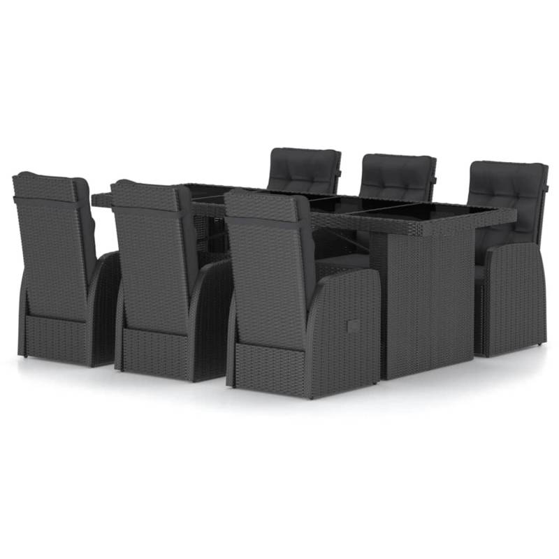 vidaXL 7-tlg Garten-Essgruppe mit Auflagen Poly Rattan Schwarz Modell 3 von VIDAXL