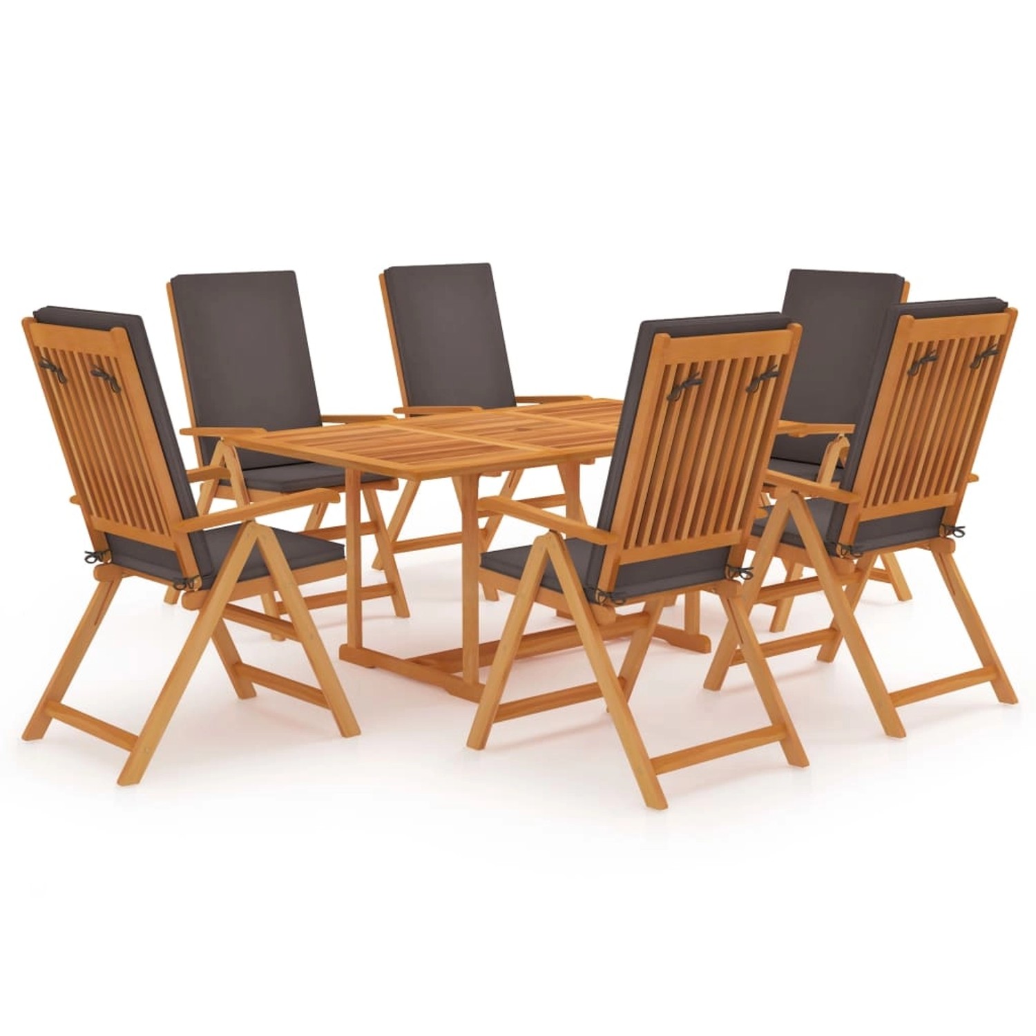 vidaXL 7-tlg Garten-Essgruppe mit Grauen Kissen Massivholz Teak vidaXL 7-tlg Garten-Essgruppe mit Grauen Kissen Massivholz Teak von VIDAXL