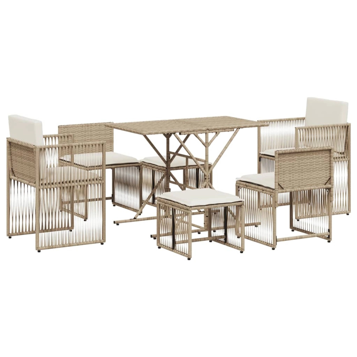 vidaXL 7-tlg Garten-Essgruppe mit Kissen Beige Poly Rattan Modell 38 vidaXL 7-tlg Garten-Essgruppe mit Kissen Beige Poly Rattan Modell 38 von VIDAXL