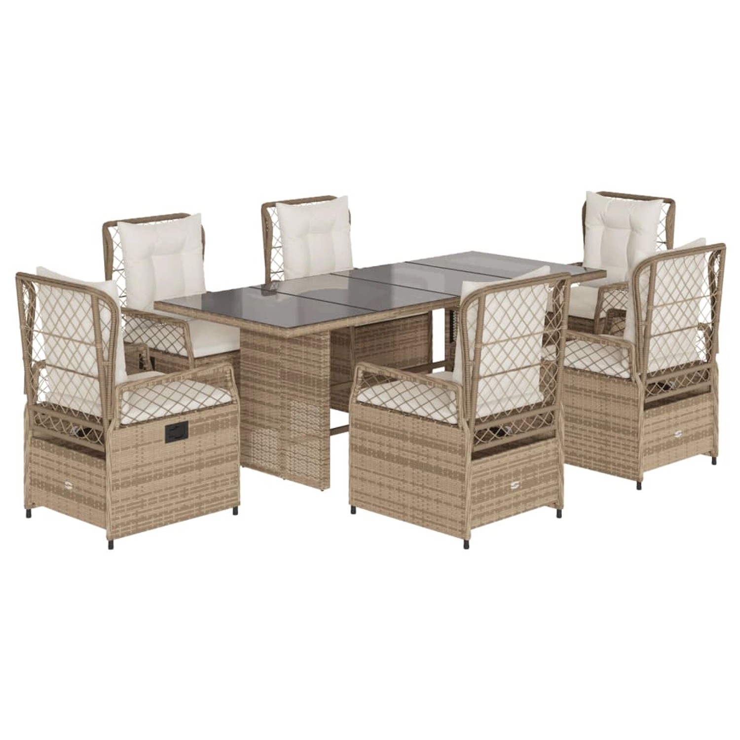 vidaXL 7-tlg Garten-Essgruppe mit Kissen Beige Poly Rattan Modell 41 vidaXL 7-tlg Garten-Essgruppe mit Kissen Beige Poly Rattan Modell 41 von VIDAXL