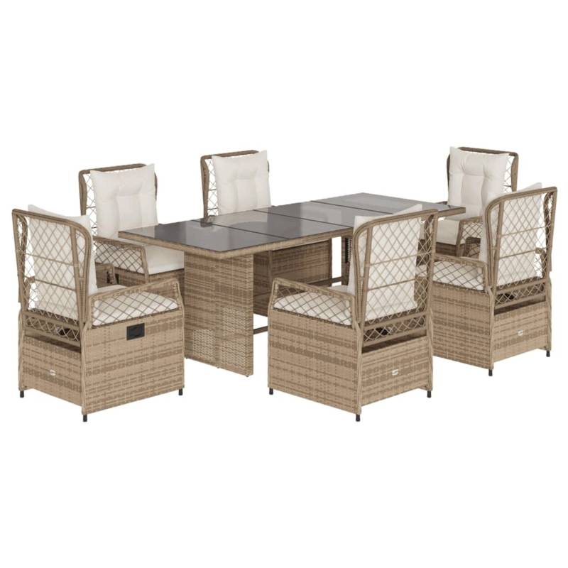 vidaXL 7-tlg Garten-Essgruppe mit Kissen Beige Poly Rattan Modell 41 von VIDAXL