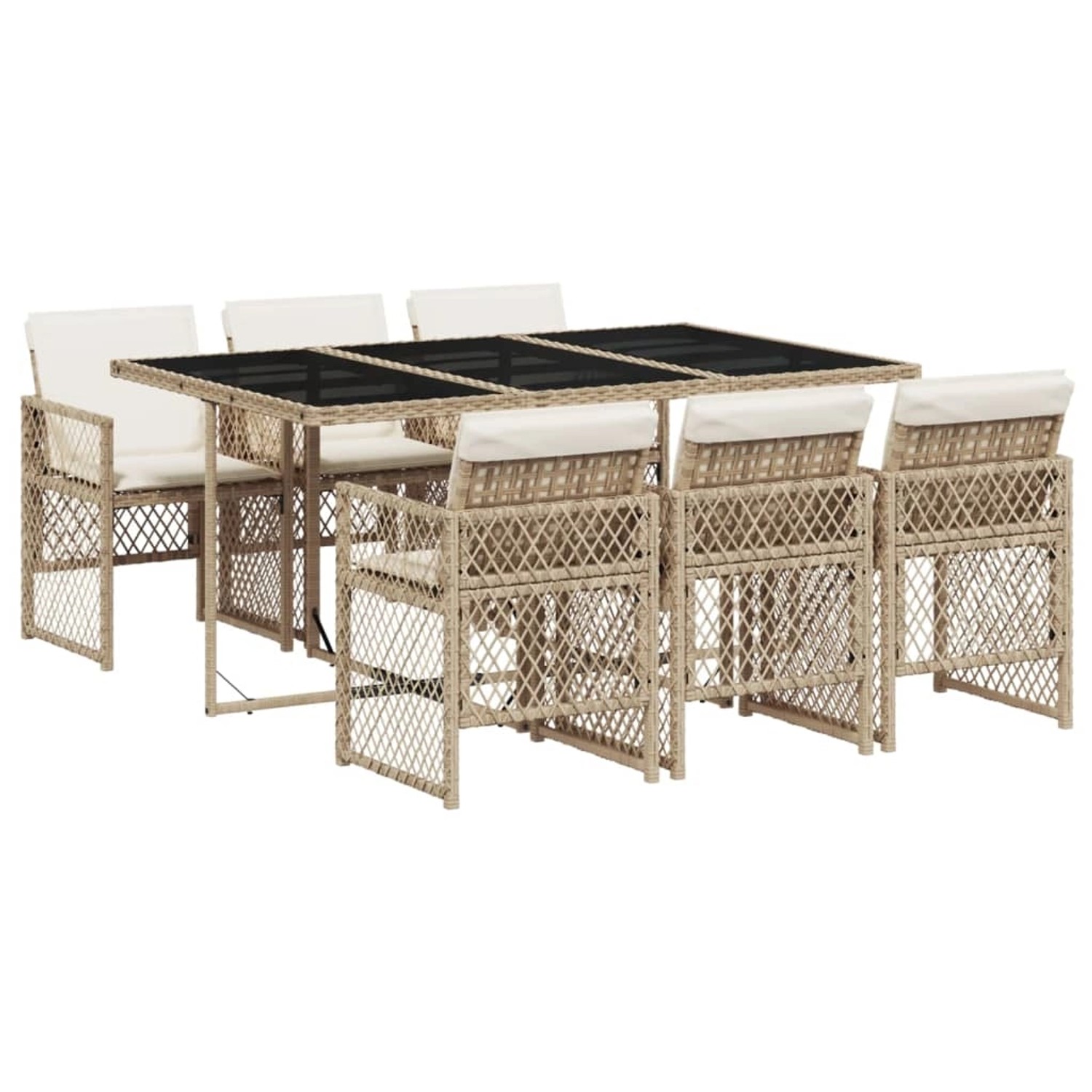 vidaXL 7-tlg Garten-Essgruppe mit Kissen Beige Poly Rattan Modell 42 vidaXL 7-tlg Garten-Essgruppe mit Kissen Beige Poly Rattan Modell 42 von VIDAXL