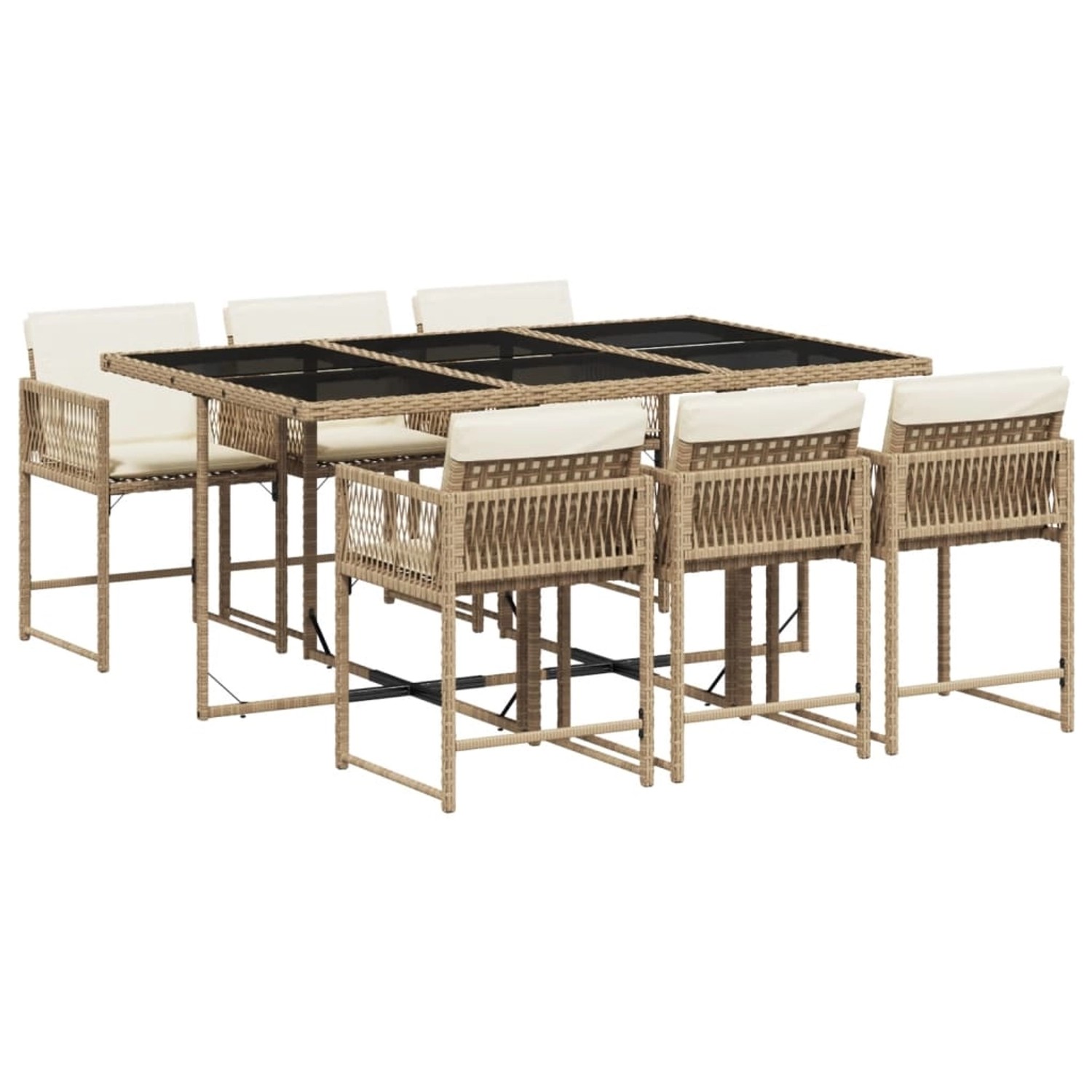 vidaXL 7-tlg Garten-Essgruppe mit Kissen Beige Poly Rattan Modell 50 vidaXL 7-tlg Garten-Essgruppe mit Kissen Beige Poly Rattan Modell 50 von VIDAXL