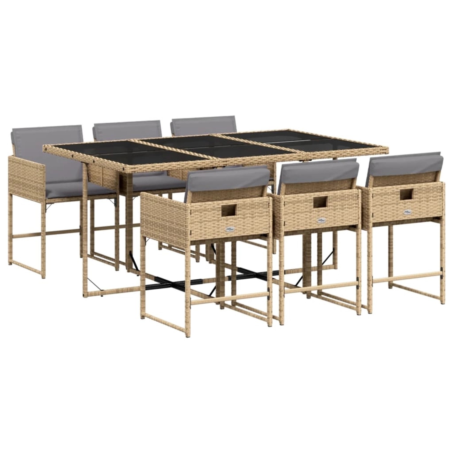 vidaXL 7-tlg Garten-Essgruppe mit Kissen Beigemischung Poly Rattan Modell 16 von VIDAXL