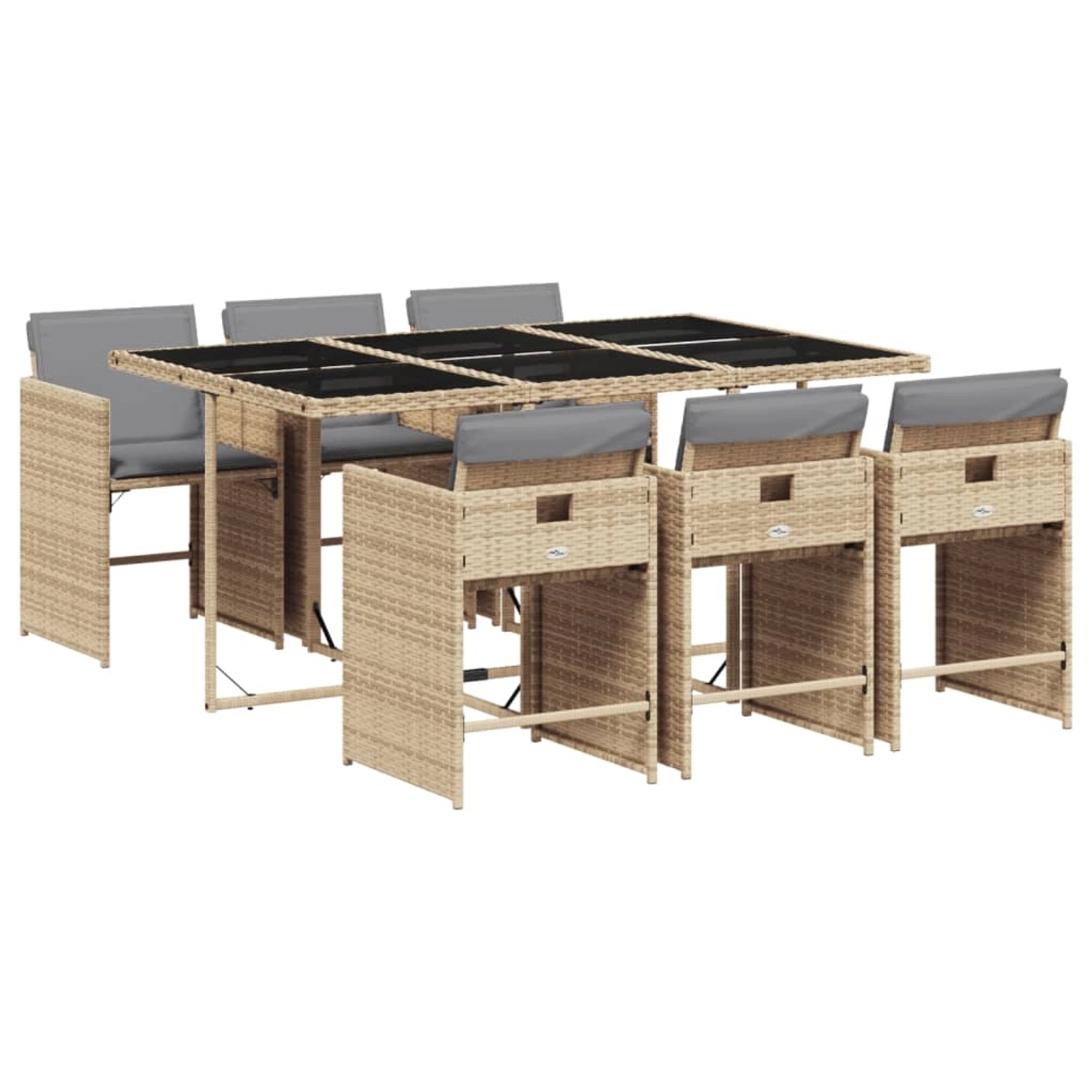 vidaXL 7-tlg Garten-Essgruppe mit Kissen Beigemischung Poly Rattan Modell 17 von VIDAXL