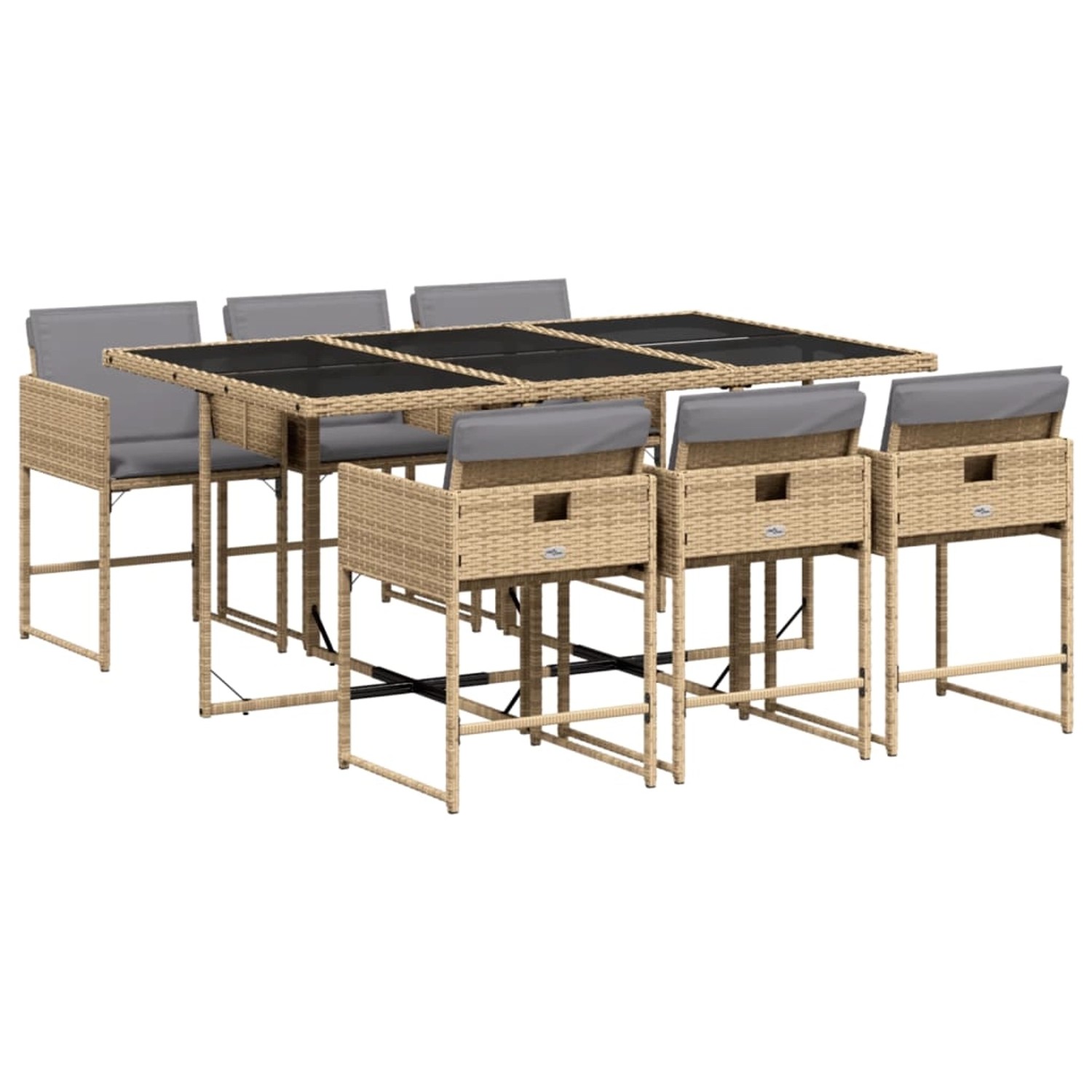 vidaXL 7-tlg Garten-Essgruppe mit Kissen Beigemischung Poly Rattan Modell 18 von VIDAXL