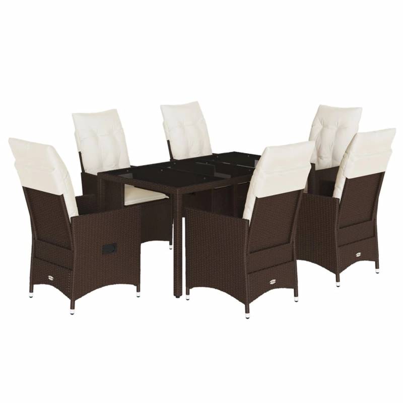 vidaXL 7-tlg Garten-Essgruppe mit Kissen Braun Poly Rattan Modell 27 von VIDAXL