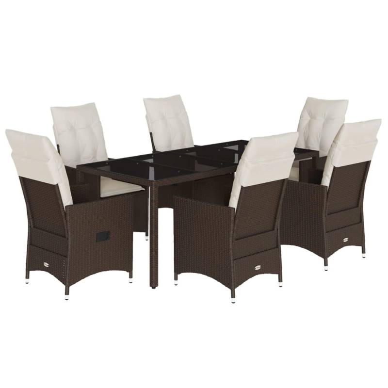 vidaXL 7-tlg Garten-Essgruppe mit Kissen Braun Poly Rattan Modell 28 von VIDAXL