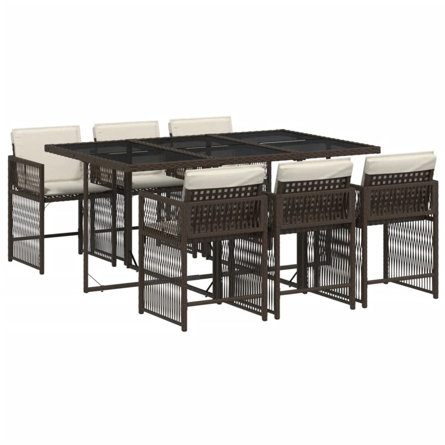 vidaXL 7-tlg Garten-Essgruppe mit Kissen Braun Poly Rattan Modell 32 vidaXL 7-tlg Garten-Essgruppe mit Kissen Braun Poly Rattan Modell 32 von VIDAXL