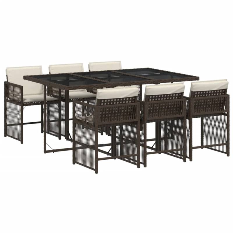 vidaXL 7-tlg Garten-Essgruppe mit Kissen Braun Poly Rattan Modell 32 von VIDAXL