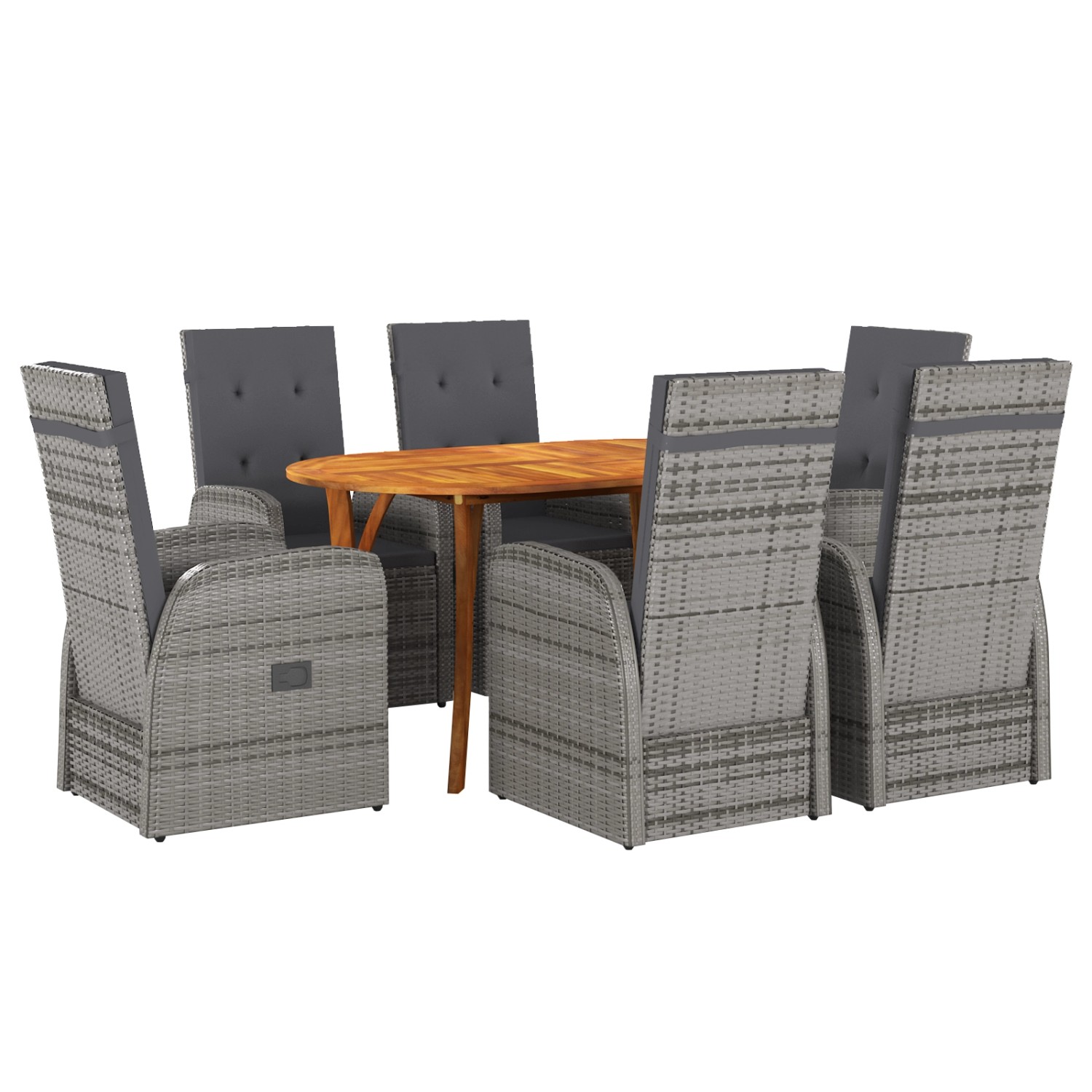 vidaXL 7-tlg Garten-Essgruppe mit Kissen Grau Poly Rattan Akazie 3172817 vidaXL 7-tlg Garten-Essgruppe mit Kissen Grau Poly Rattan Akazie 3172817 von VIDAXL