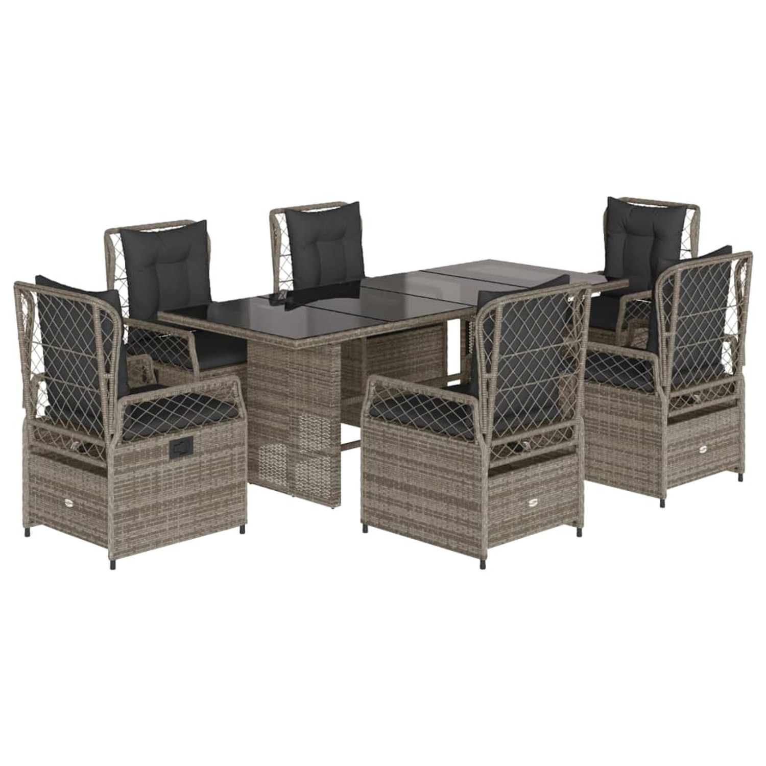 vidaXL 7-tlg Garten-Essgruppe mit Kissen Grau Poly Rattan Modell 100 vidaXL 7-tlg Garten-Essgruppe mit Kissen Grau Poly Rattan Modell 100 von VIDAXL