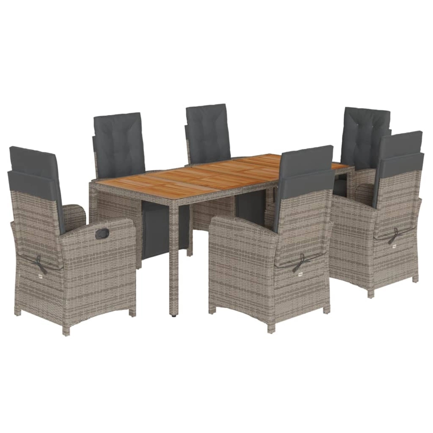 vidaXL 7-tlg Garten-Essgruppe mit Kissen Grau Poly Rattan Modell 61 vidaXL 7-tlg Garten-Essgruppe mit Kissen Grau Poly Rattan Modell 61 von VIDAXL