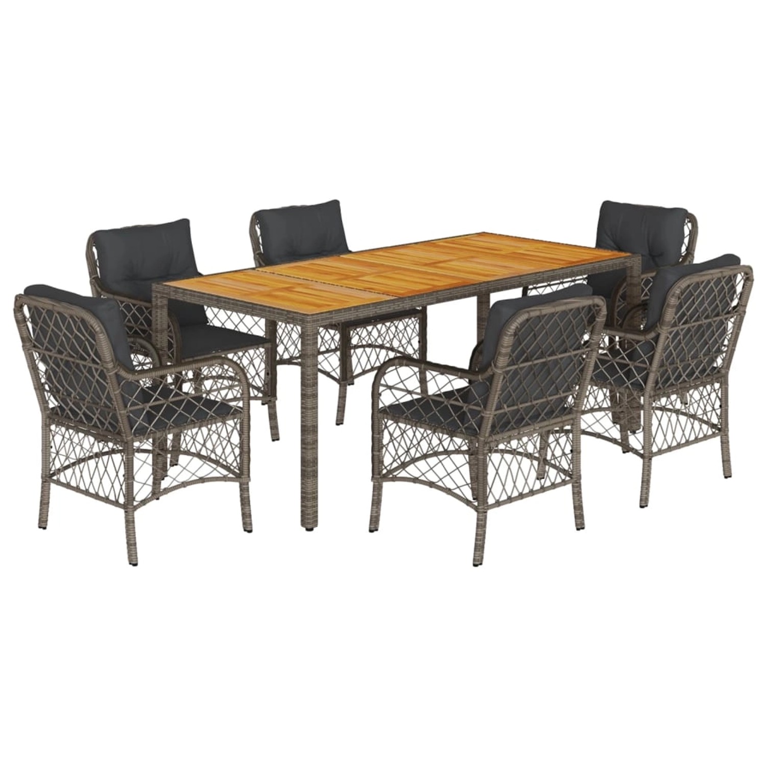 vidaXL 7-tlg Garten-Essgruppe mit Kissen Grau Poly Rattan Modell 67 vidaXL 7-tlg Garten-Essgruppe mit Kissen Grau Poly Rattan Modell 67 von VIDAXL