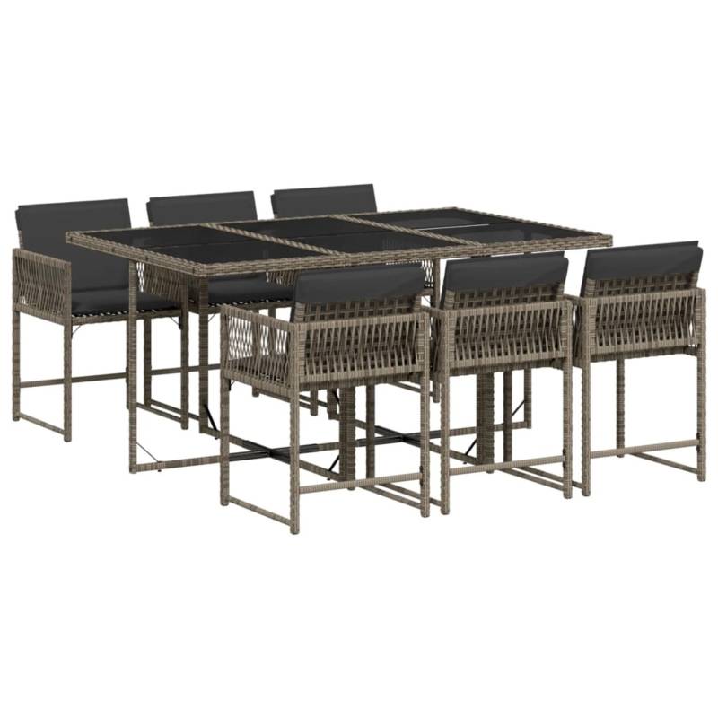 vidaXL 7-tlg Garten-Essgruppe mit Kissen Grau Poly Rattan Modell 74 von VIDAXL
