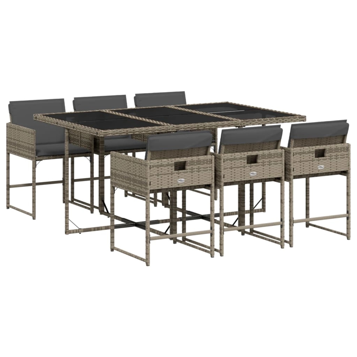 vidaXL 7-tlg Garten-Essgruppe mit Kissen Grau Poly Rattan Modell 79 vidaXL 7-tlg Garten-Essgruppe mit Kissen Grau Poly Rattan Modell 79 von VIDAXL