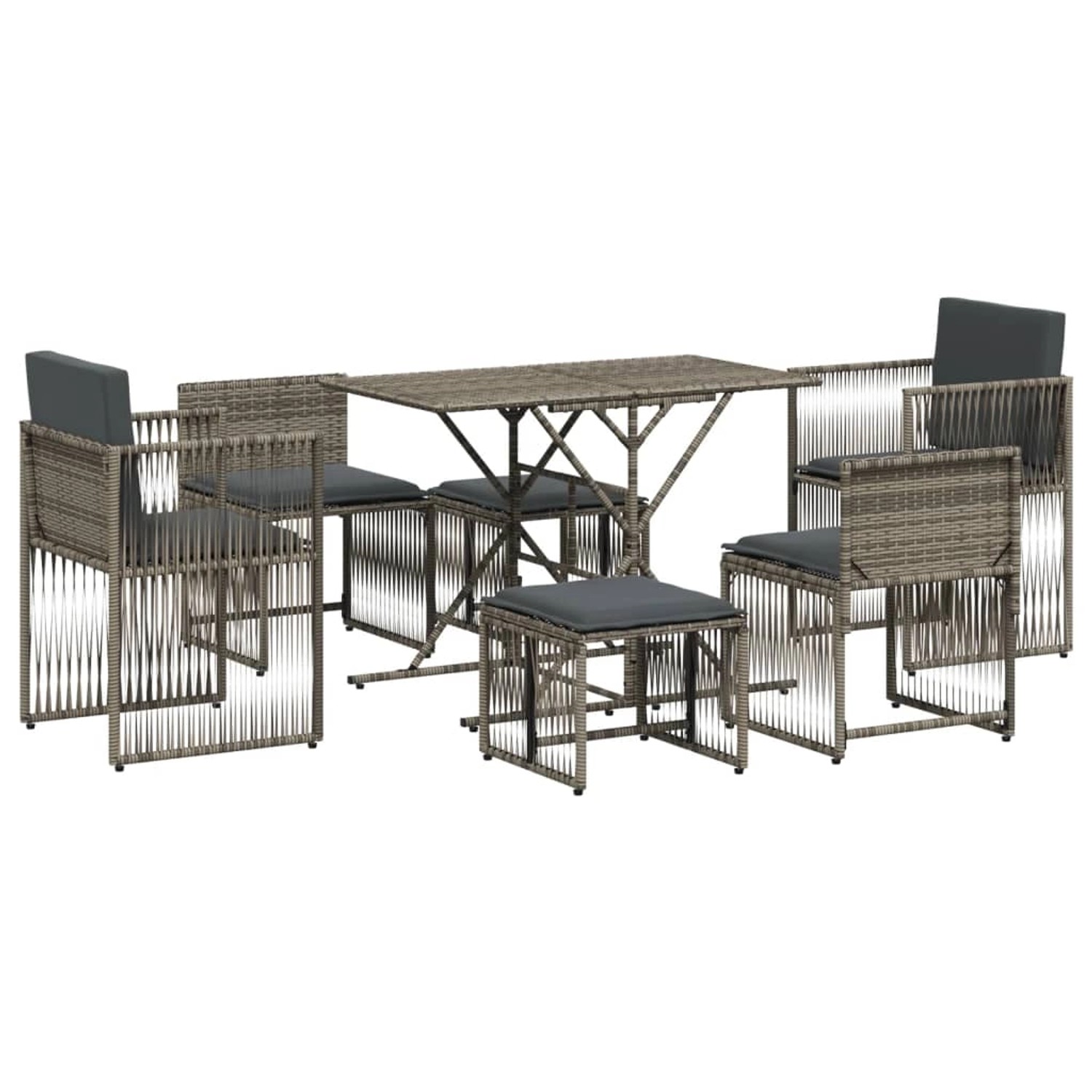 vidaXL 7-tlg Garten-Essgruppe mit Kissen Grau Poly Rattan Modell 98 vidaXL 7-tlg Garten-Essgruppe mit Kissen Grau Poly Rattan Modell 98 von VIDAXL