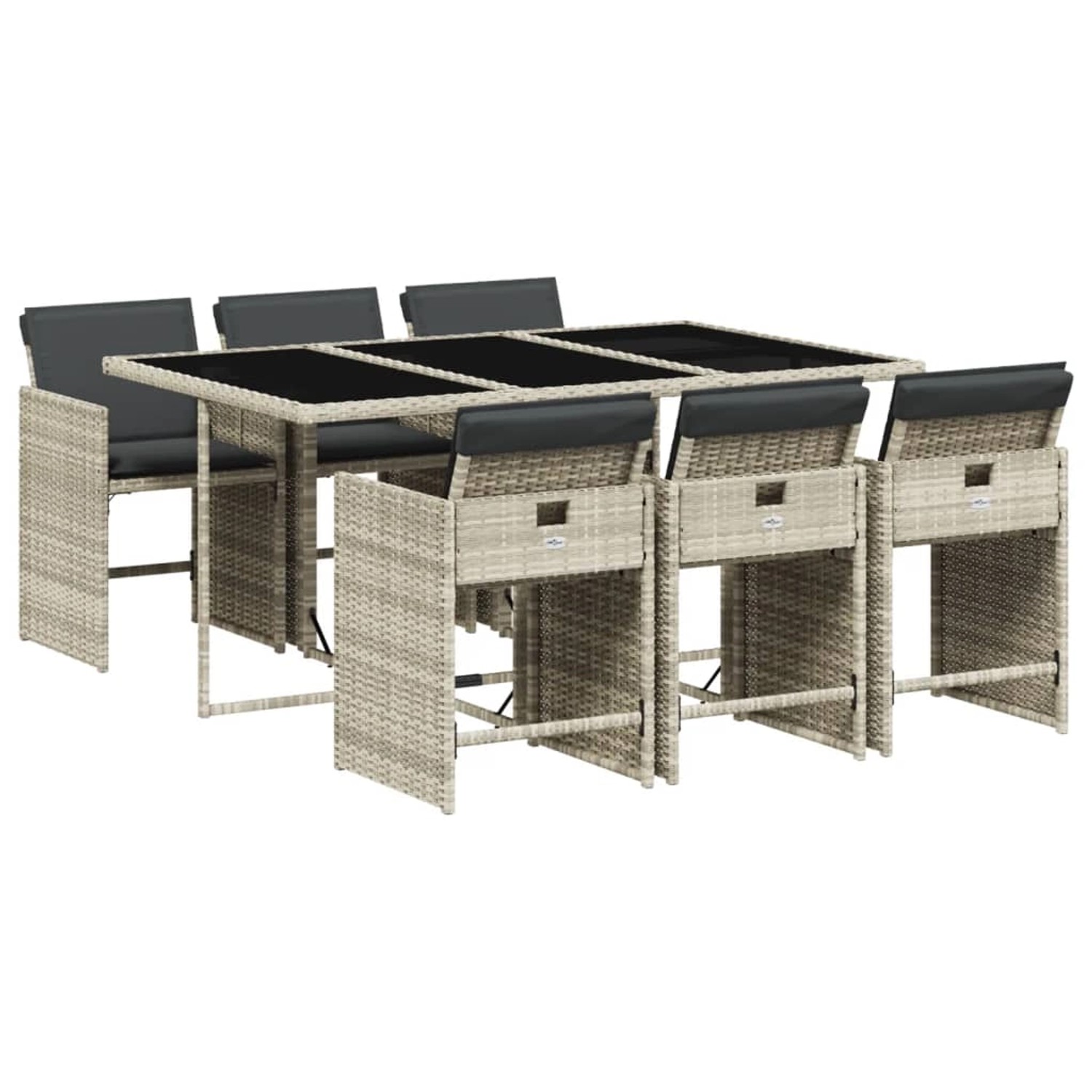 vidaXL 7-tlg Garten-Essgruppe mit Kissen Hellgrau Poly Rattan Modell 19 vidaXL 7-tlg Garten-Essgruppe mit Kissen Hellgrau Poly Rattan Modell 19 von VIDAXL