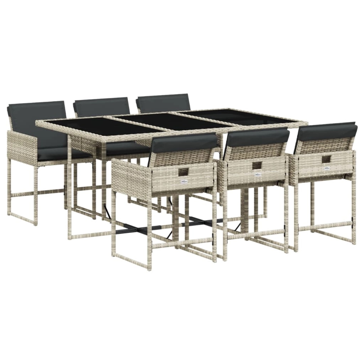 vidaXL 7-tlg Garten-Essgruppe mit Kissen Hellgrau Poly Rattan Modell 20 vidaXL 7-tlg Garten-Essgruppe mit Kissen Hellgrau Poly Rattan Modell 20 von VIDAXL