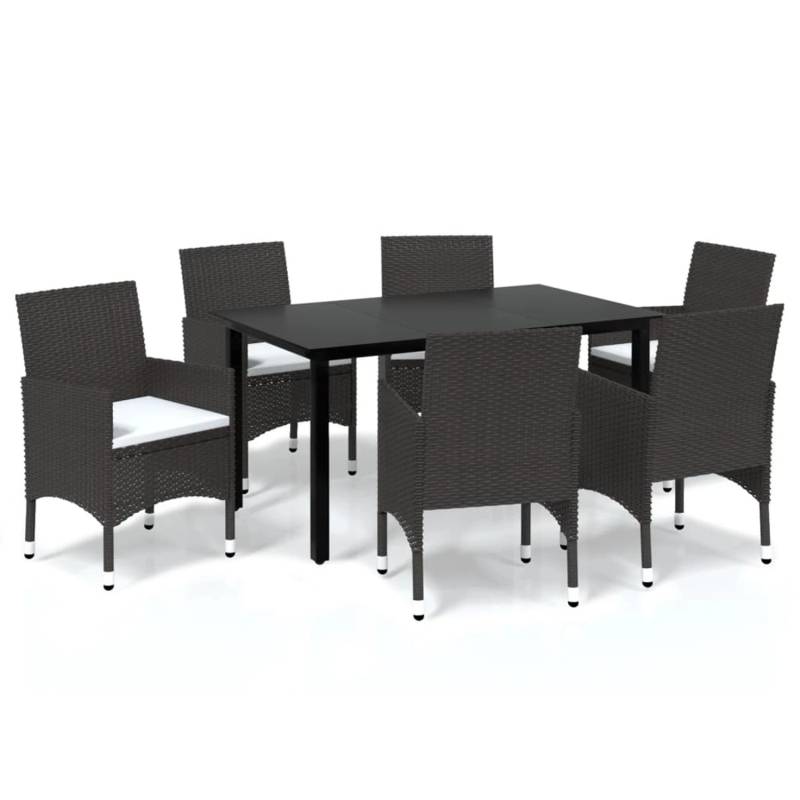 vidaXL 7-tlg Garten-Essgruppe mit Kissen Poly Rattan Braun Modell 1 von VIDAXL