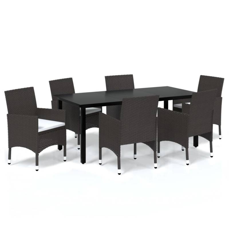 vidaXL 7-tlg Garten-Essgruppe mit Kissen Poly Rattan Braun Modell 2 von VIDAXL