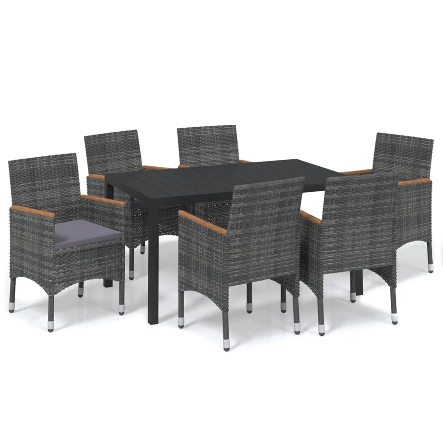 vidaXL 7-tlg Garten-Essgruppe mit Kissen Poly Rattan Grau Modell 18 vidaXL 7-tlg Garten-Essgruppe mit Kissen Poly Rattan Grau Modell 18 von VIDAXL