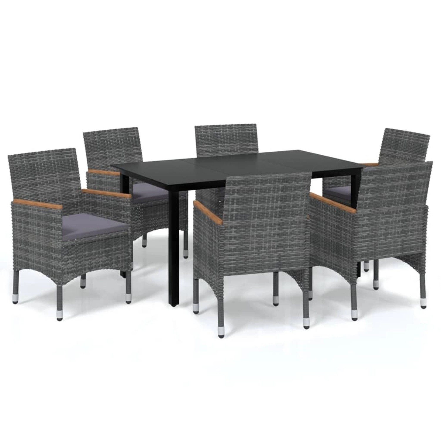 vidaXL 7-tlg Garten-Essgruppe mit Kissen Poly Rattan Grau Modell 5 vidaXL 7-tlg Garten-Essgruppe mit Kissen Poly Rattan Grau Modell 5 von VIDAXL