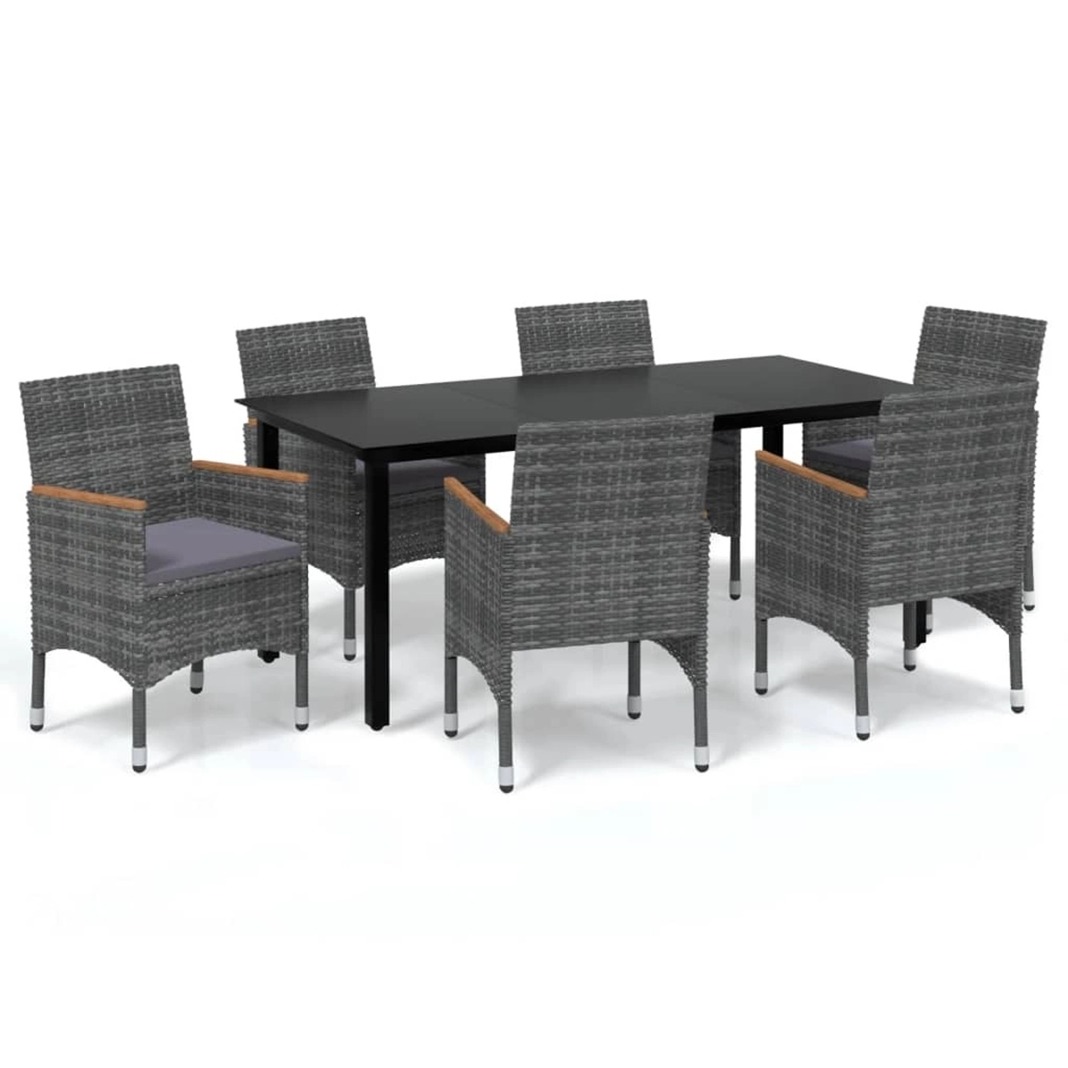 vidaXL 7-tlg Garten-Essgruppe mit Kissen Poly Rattan Grau Modell 6 vidaXL 7-tlg Garten-Essgruppe mit Kissen Poly Rattan Grau Modell 6 von VIDAXL