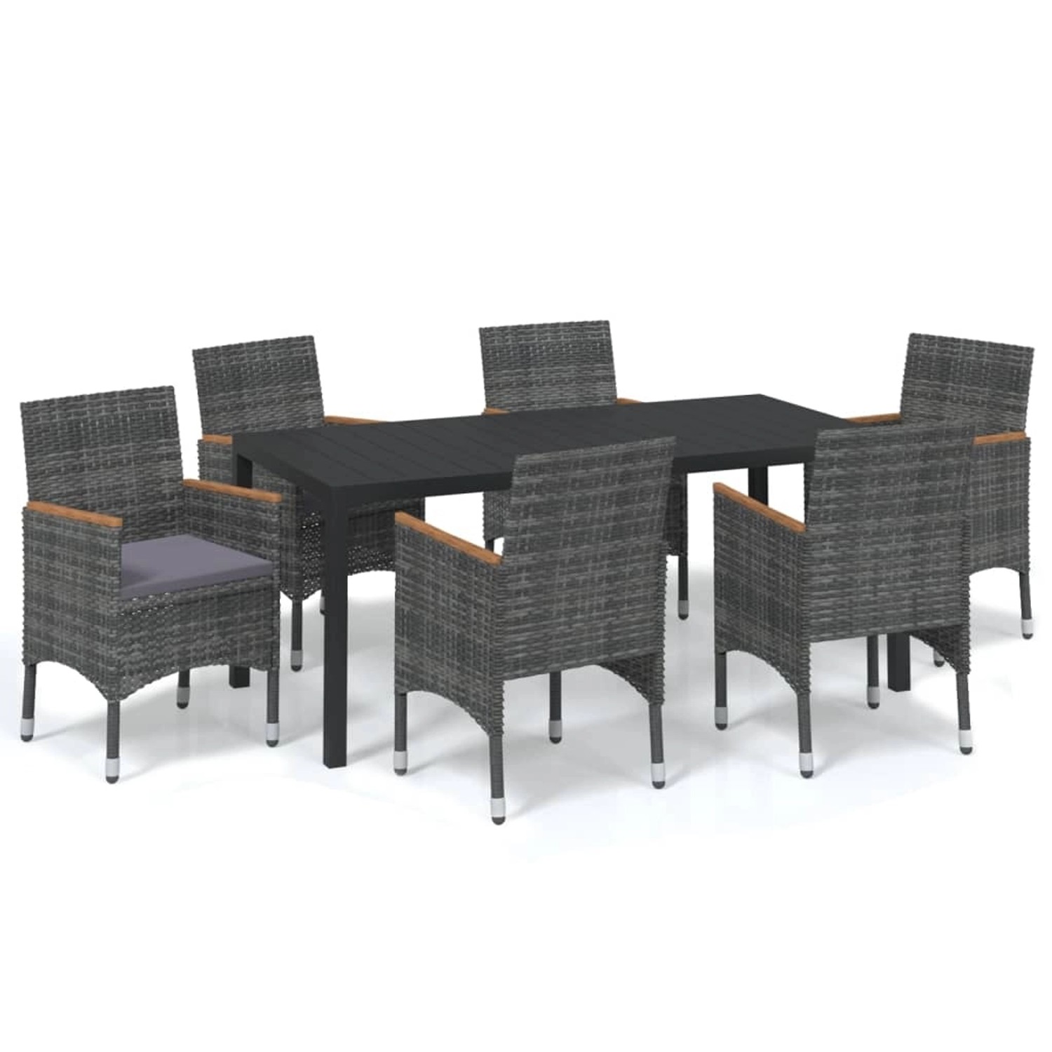 vidaXL 7-tlg Garten-Essgruppe mit Kissen Poly Rattan Grau vidaXL 7-tlg Garten-Essgruppe mit Kissen Poly Rattan Grau von VIDAXL