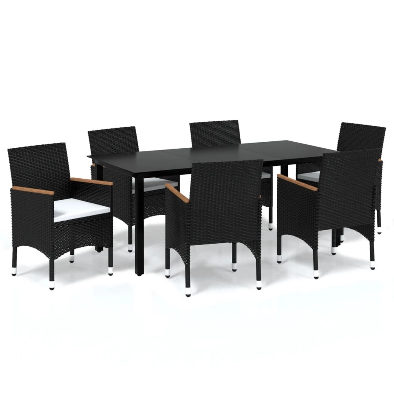 vidaXL 7-tlg Garten-Essgruppe mit Kissen Poly Rattan Schwarz Modell 4 vidaXL 7-tlg Garten-Essgruppe mit Kissen Poly Rattan Schwarz Modell 4 von VIDAXL