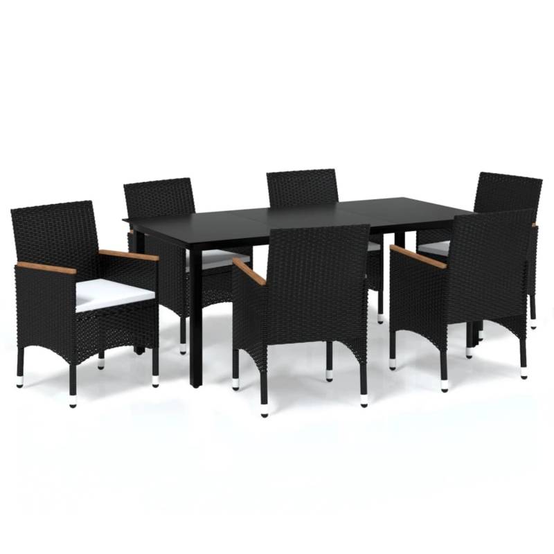 vidaXL 7-tlg Garten-Essgruppe mit Kissen Poly Rattan Schwarz Modell 4 von VIDAXL